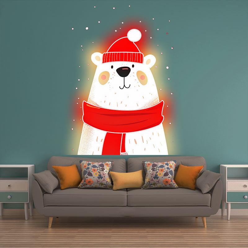 Cute Festive Christmas Bear - wearing a red hat and scarf, perfect holiday decoration neon signs