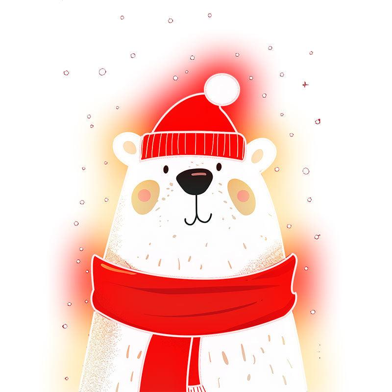 Cute Festive Christmas Bear - wearing a red hat and scarf, perfect holiday decoration neon signs