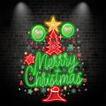 Happy Christmas Tree LED neon signs Lights - Letters with Hat Creative Colorful Design, Perfect Holiday Decoration