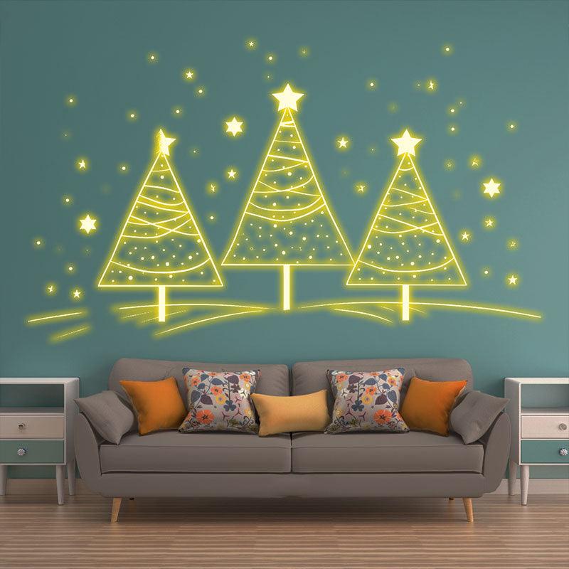 Three Golden Christmas Tree LED Light neon signs Decoration - Warm and happy holiday picture, convey good wishes