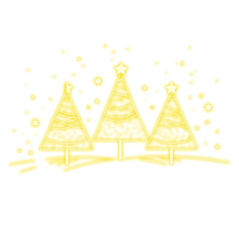 Three Golden Christmas Tree LED Light neon signs Decoration - Warm and happy holiday picture, convey good wishes