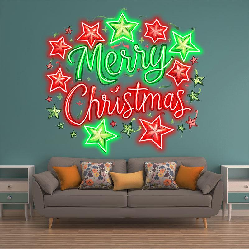 Alphabet & Pentagram Colorful Christmas Decorations  neon signs- Happy Holiday Spirit, Light Up Your Home!