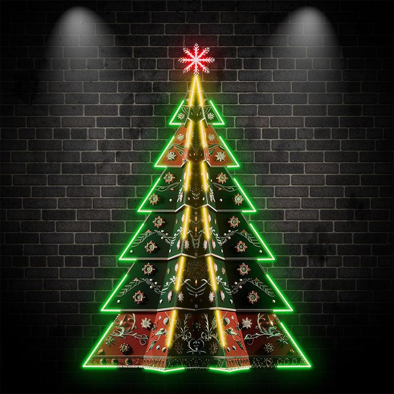 Luxurious Embroidered Colorful neon signs Floral Christmas Tree: Artistic Decoration for Blooming Holiday Spirit