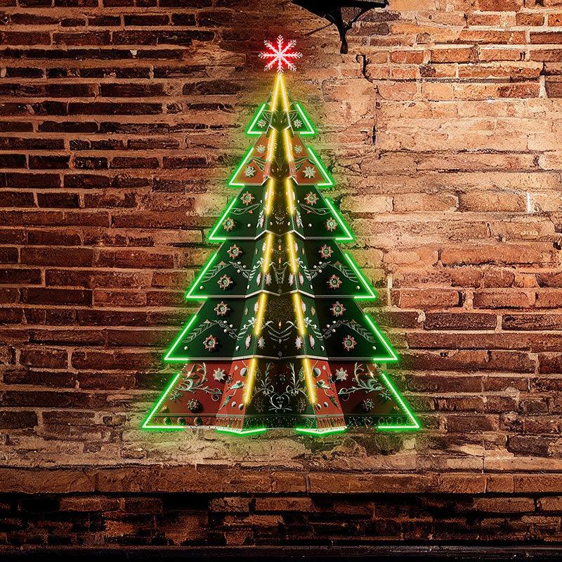 Luxurious Embroidered Colorful neon signs Floral Christmas Tree: Artistic Decoration for Blooming Holiday Spirit