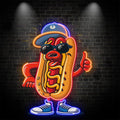 Stylish hot dogs:neon signs wear hats, shoes, and enjoy nodding to cute moments