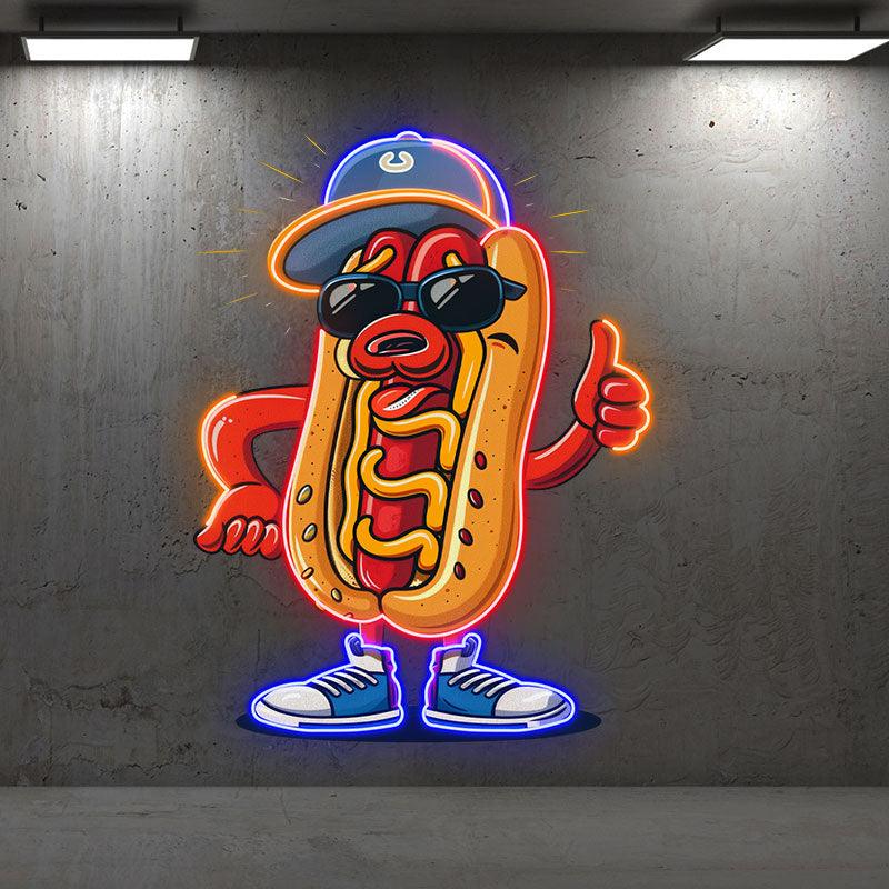 Stylish hot dogs:neon signs wear hats, shoes, and enjoy nodding to cute moments