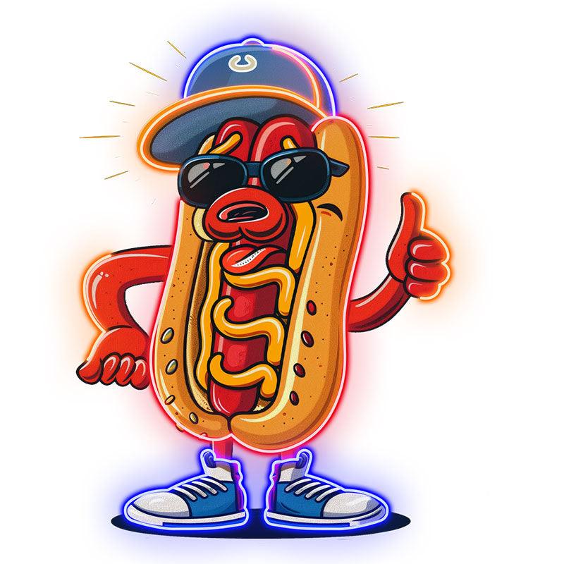 Stylish hot dogs:neon signs wear hats, shoes, and enjoy nodding to cute moments