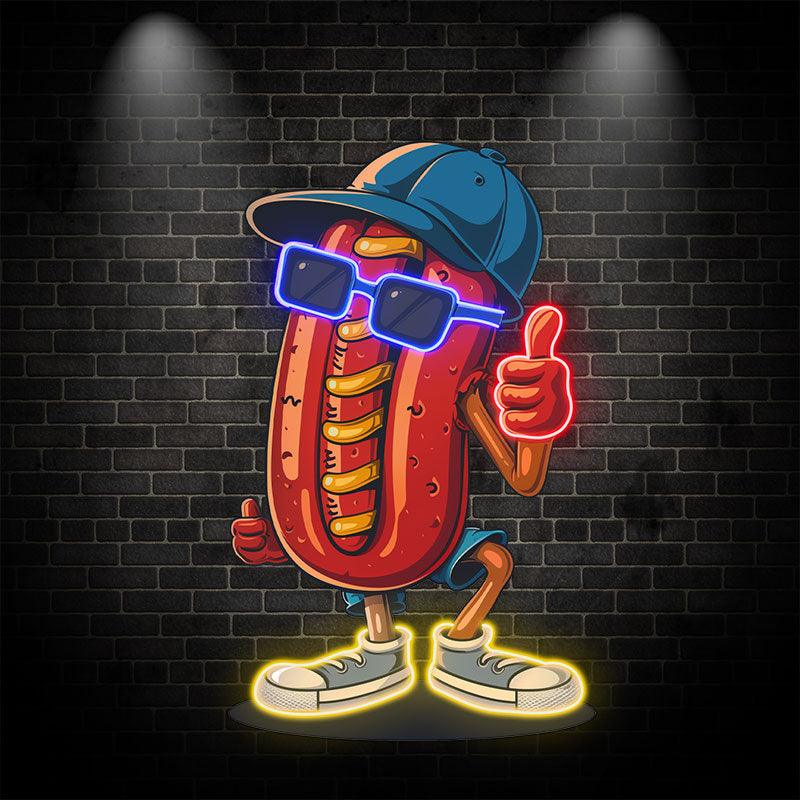 Cool hot dogs: wearing hats, sunglasses and shoes in all their point-and-shoot glory! neon light