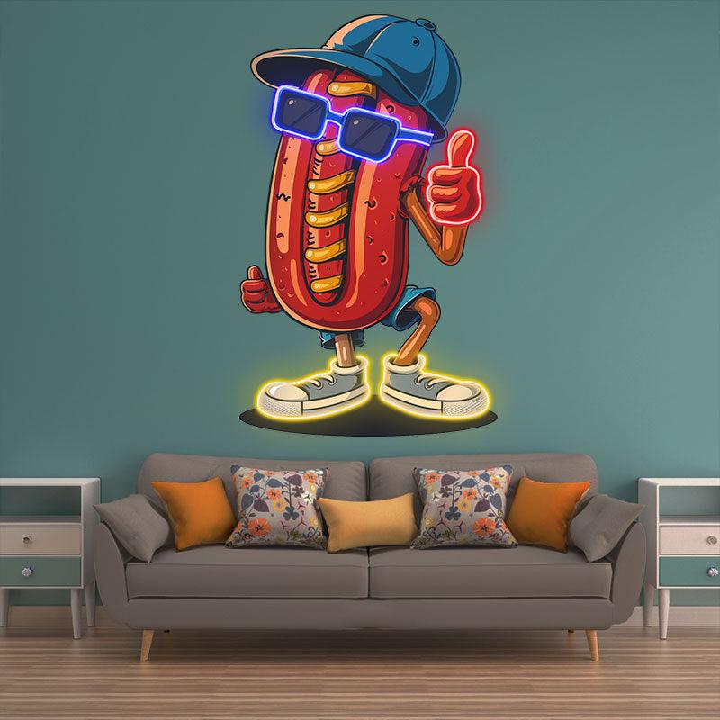 Cool hot dogs: wearing hats, sunglasses and shoes in all their point-and-shoot glory! neon light