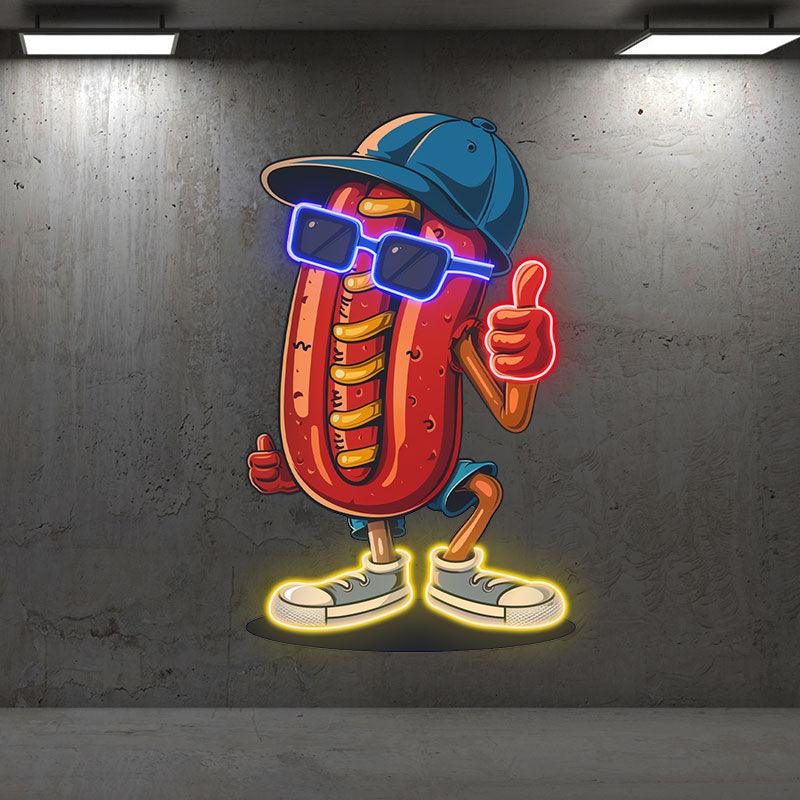 Cool hot dogs: wearing hats, sunglasses and shoes in all their point-and-shoot glory! neon light