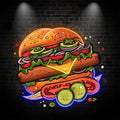 Tasty Burger Neon signs - Creative LED Decorative Lights with Multiple Ham and Vegetable Elements