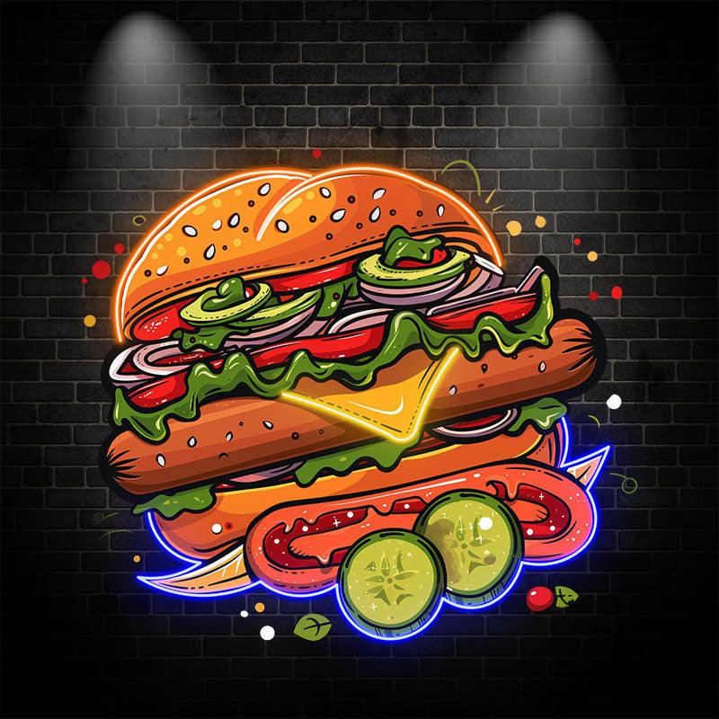 Tasty Burger Neon signs - Creative LED Decorative Lights with Multiple Ham and Vegetable Elements