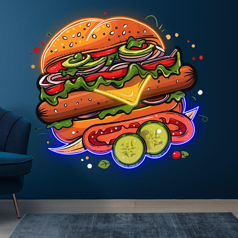 Tasty Burger Neon signs - Creative LED Decorative Lights with Multiple Ham and Vegetable Elements