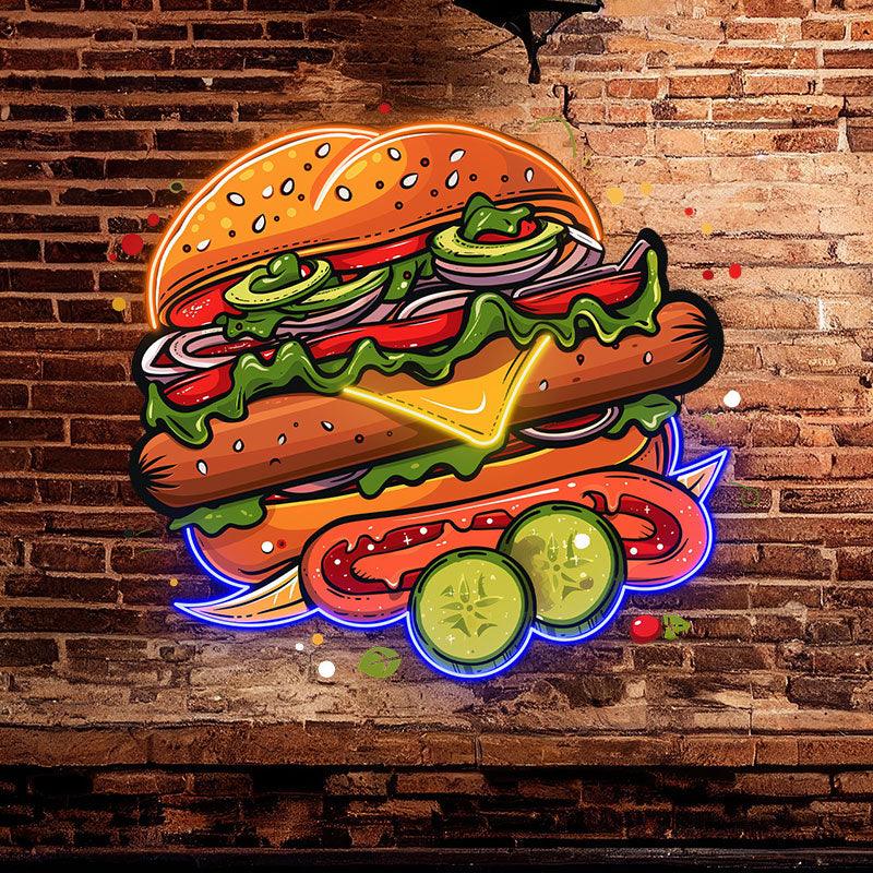 Tasty Burger Neon signs - Creative LED Decorative Lights with Multiple Ham and Vegetable Elements
