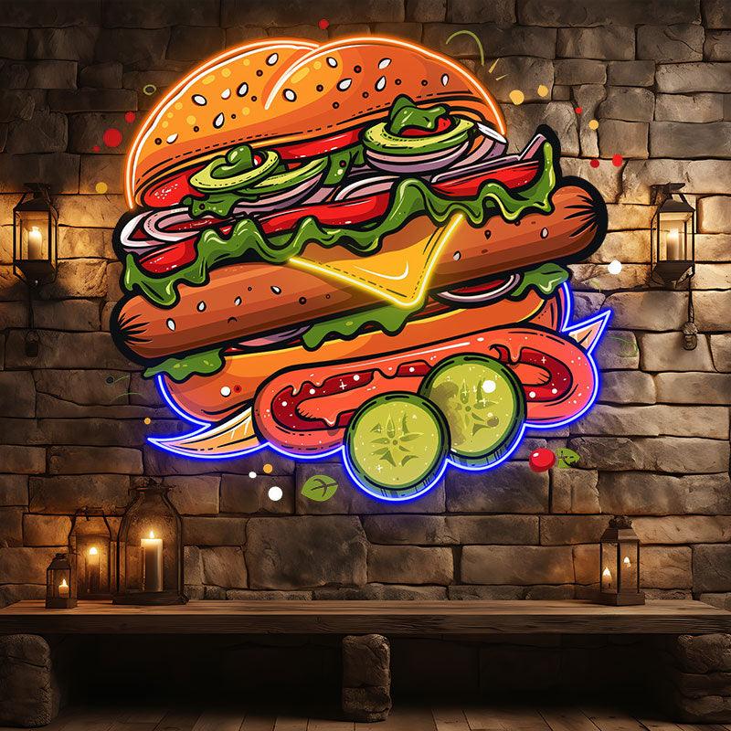 Tasty Burger Neon signs - Creative LED Decorative Lights with Multiple Ham and Vegetable Elements