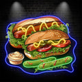 Tasty Burger Neon signs - Double Hot Dogs with Rich Vegetable Elements LED Light for Restaurant and Home Decoration
