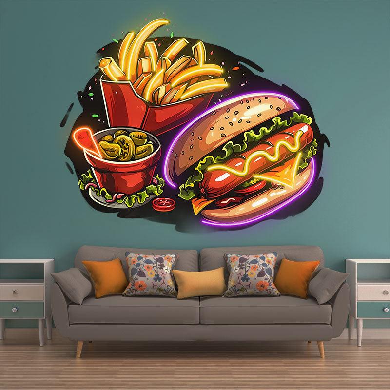 Tasty Set | Burger, Fries & Ice Cream Combo | The Perfect Meal, The Perfect Taste neon signs
