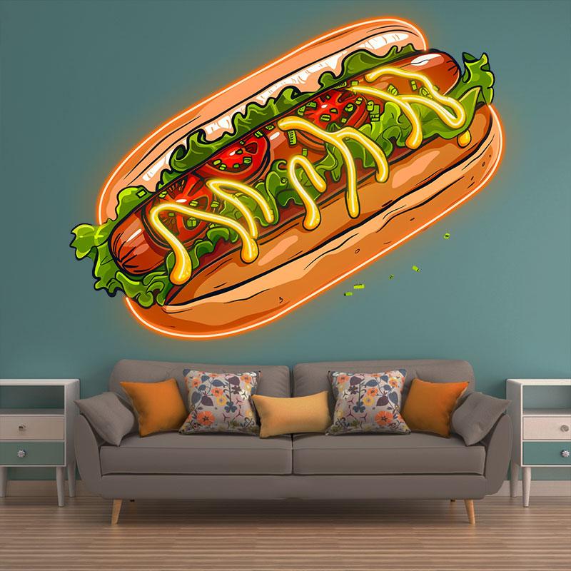 Creative Neon signs| Tasty Burger | Big Burger with Ham and Fresh Vegetables | Every Bite is a Treat, Stylized LED Lights | Restaurant, Kitchen, Party Decoration