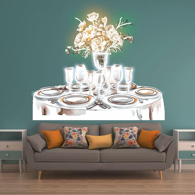 “Romantic Wedding White Table Neon signs Lights | Wine, Flowers & Plate Decorative Lights | Perfectly Create Wedding Atmosphere | LED Art Lighting”