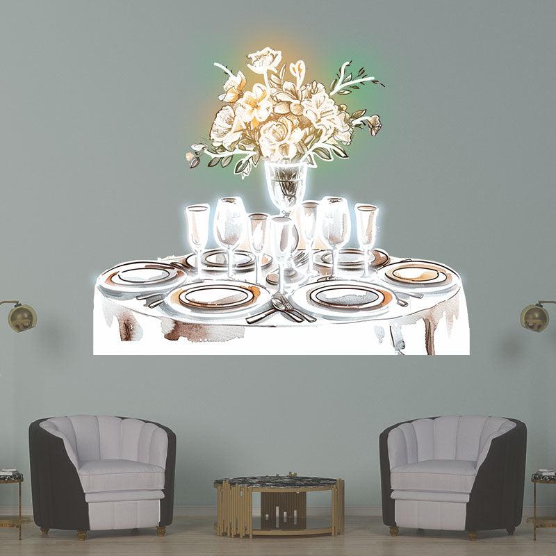 “Romantic Wedding White Table Neon signs Lights | Wine, Flowers & Plate Decorative Lights | Perfectly Create Wedding Atmosphere | LED Art Lighting”