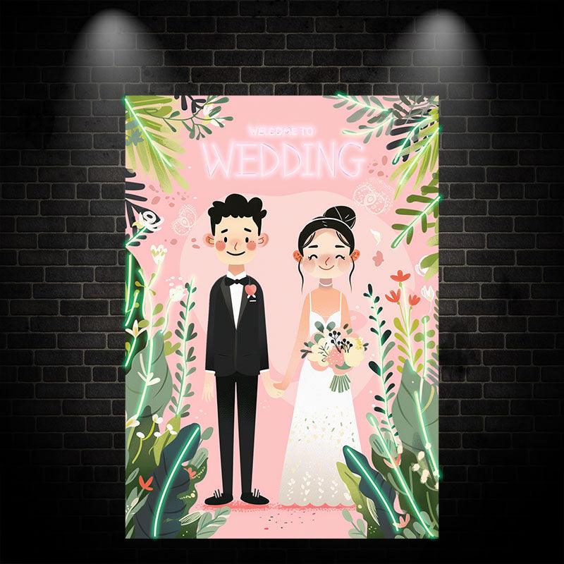 Romantic Bride and Groom Hand in Hand Neon signs| Timeless Capture of Wedding Moments | Sweet Symbol of Love