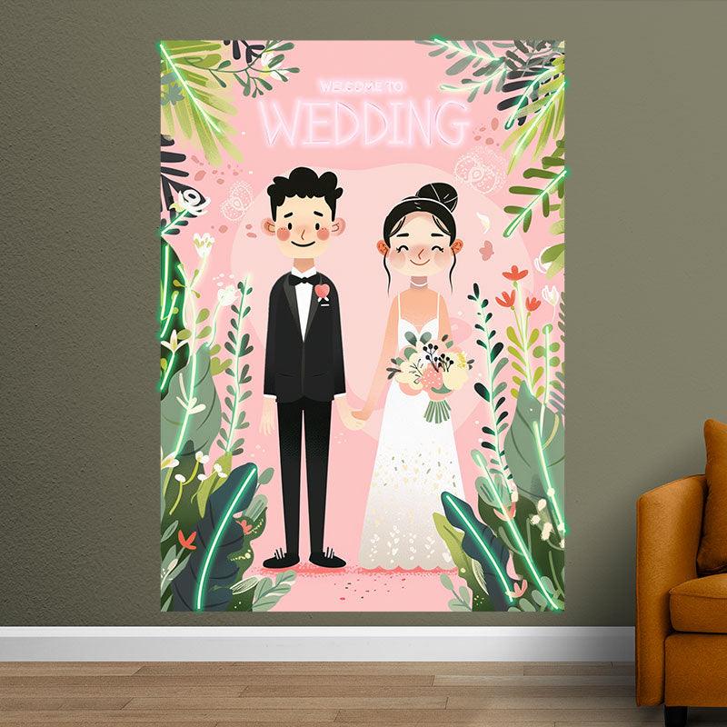 Romantic Bride and Groom Hand in Hand Neon signs| Timeless Capture of Wedding Moments | Sweet Symbol of Love