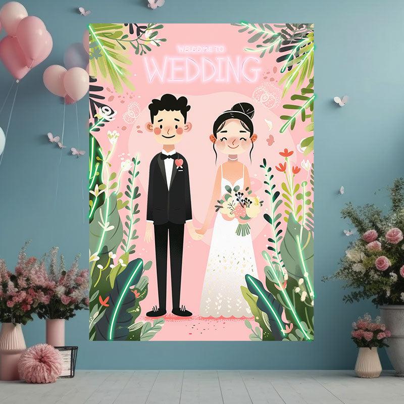 Romantic Bride and Groom Hand in Hand Neon signs| Timeless Capture of Wedding Moments | Sweet Symbol of Love