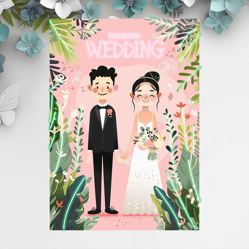 Romantic Bride and Groom Hand in Hand Neon signs| Timeless Capture of Wedding Moments | Sweet Symbol of Love