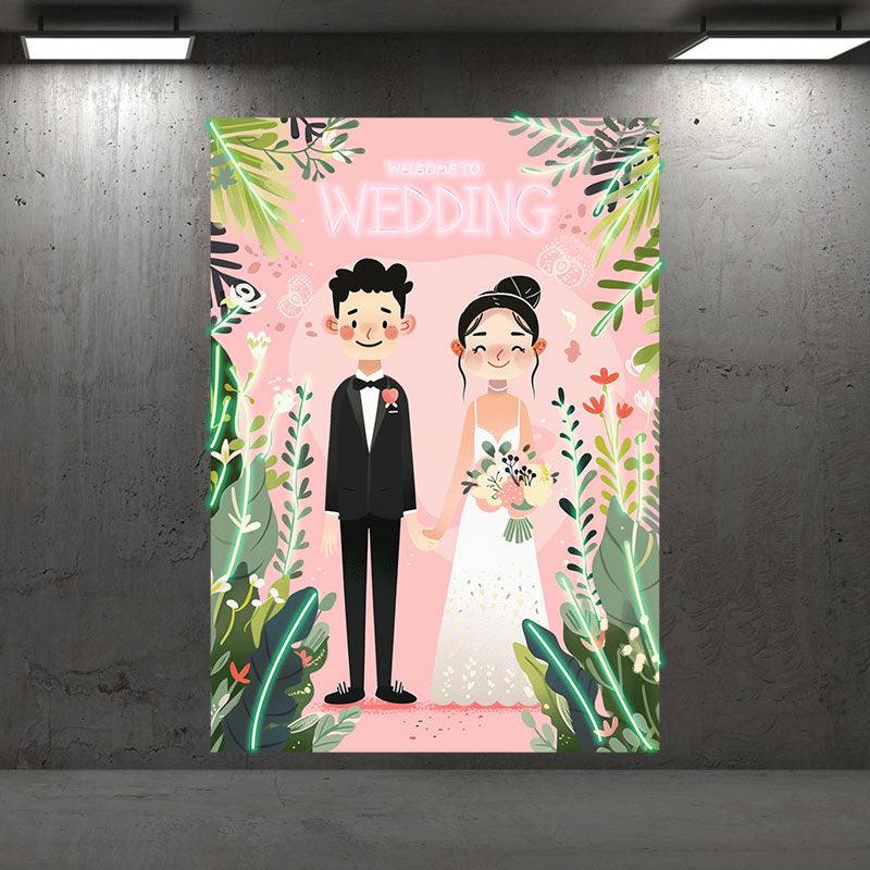 Romantic Bride and Groom Hand in Hand Neon signs| Timeless Capture of Wedding Moments | Sweet Symbol of Love