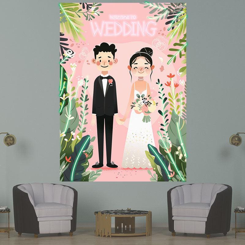 Romantic Bride and Groom Hand in Hand Neon signs| Timeless Capture of Wedding Moments | Sweet Symbol of Love