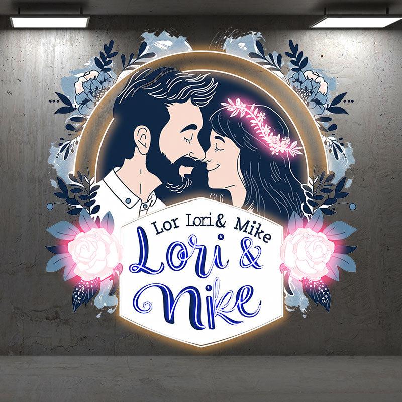 Romantic Customized Bride & Groom Name Neon signs | Sweet Memory of Kissing Moment | Wedding Exclusive Decoration