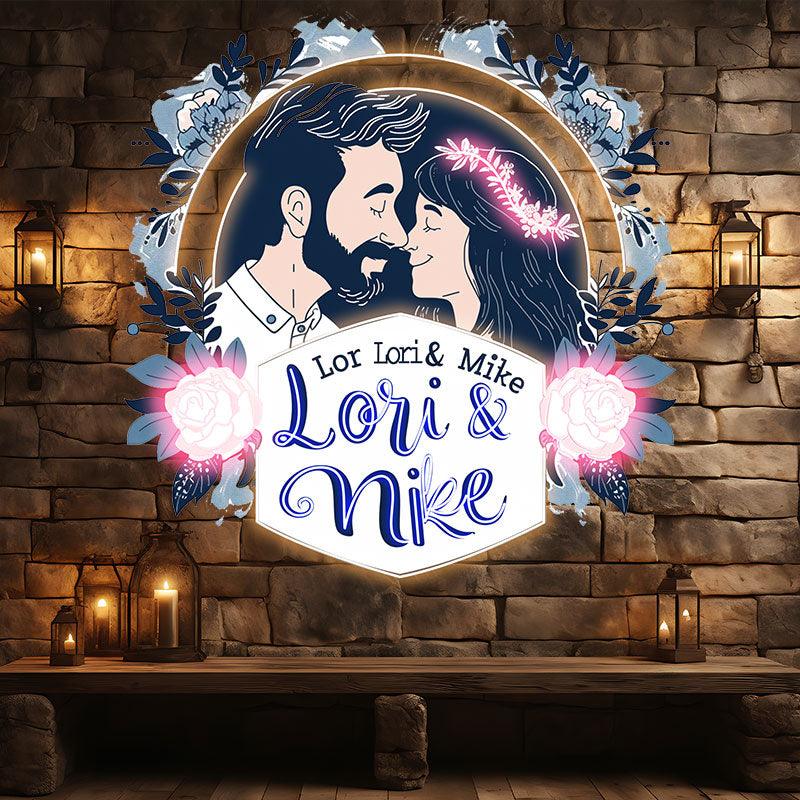 Romantic Customized Bride & Groom Name Neon signs | Sweet Memory of Kissing Moment | Wedding Exclusive Decoration