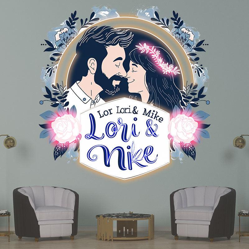 Romantic Customized Bride & Groom Name Neon signs | Sweet Memory of Kissing Moment | Wedding Exclusive Decoration