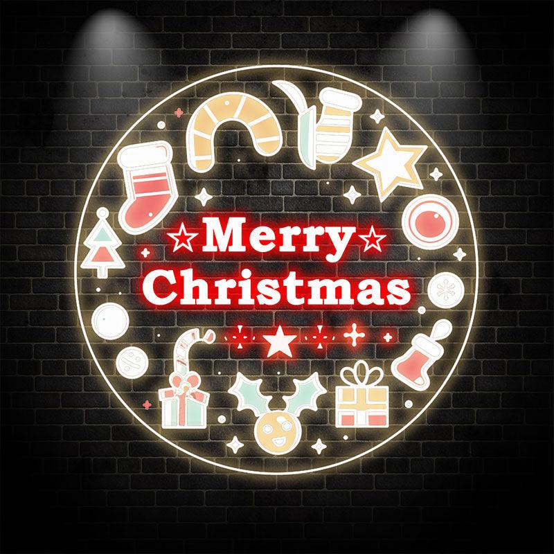 Creative Round Merry Christmas Neon signs | Gift & Text Decoration, Light Up the Holiday Spirit