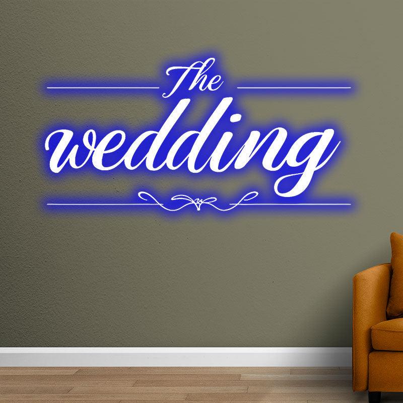 Fully customizable blue wedding neon signs | Exclusive name, event name and logo design | Free choice of holiday theme text and colors