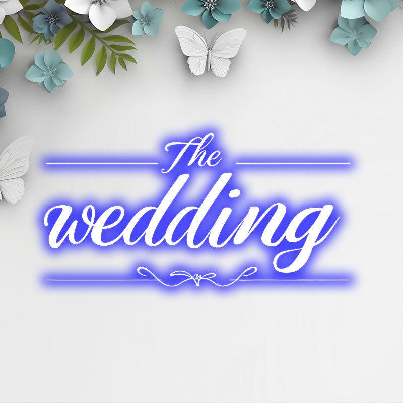 Fully customizable blue wedding neon signs | Exclusive name, event name and logo design | Free choice of holiday theme text and colors