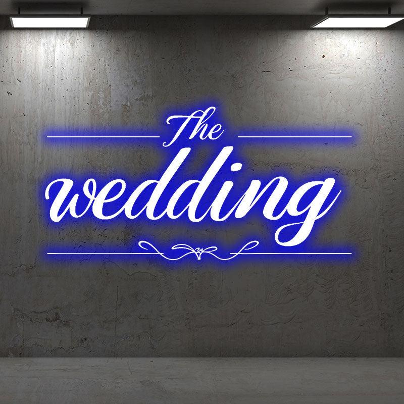 Fully customizable blue wedding neon signs | Exclusive name, event name and logo design | Free choice of holiday theme text and colors