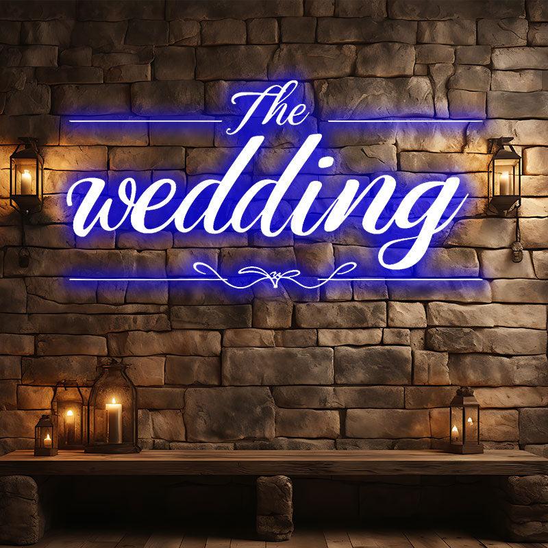 Fully customizable blue wedding neon signs | Exclusive name, event name and logo design | Free choice of holiday theme text and colors