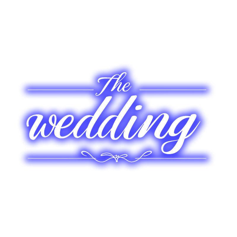 Fully customizable blue wedding neon signs | Exclusive name, event name and logo design | Free choice of holiday theme text and colors