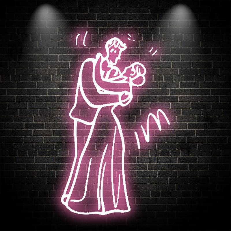 Romantic Pink Wedding Neon signs | Bride and Groom Sweet Embrace Light Theme | Love Eternal Moment