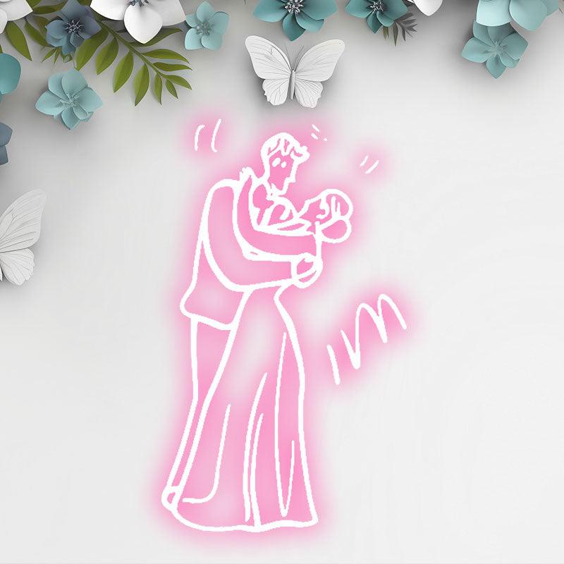 Romantic Pink Wedding Neon signs | Bride and Groom Sweet Embrace Light Theme | Love Eternal Moment