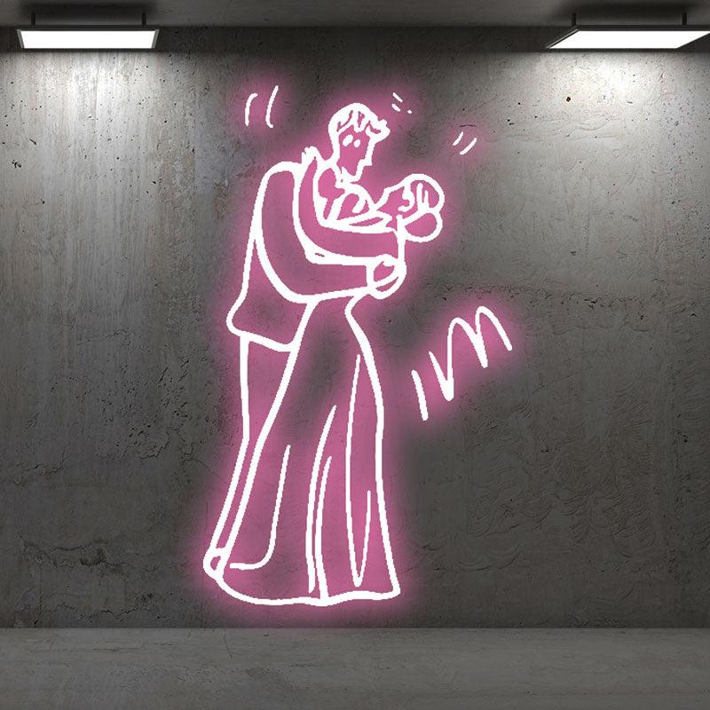 Romantic Pink Wedding Neon signs | Bride and Groom Sweet Embrace Light Theme | Love Eternal Moment