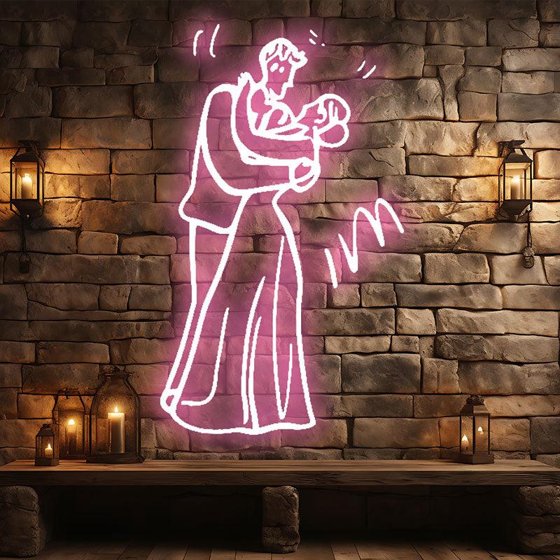Romantic Pink Wedding Neon signs | Bride and Groom Sweet Embrace Light Theme | Love Eternal Moment