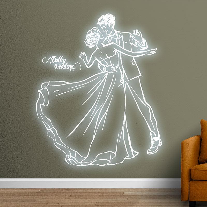 Pure White Wedding Neon signs| Bride and Groom Warm Embrace Light Theme | Dreamy White Wedding Atmosphere