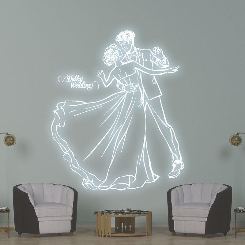 Pure White Wedding Neon signs| Bride and Groom Warm Embrace Light Theme | Dreamy White Wedding Atmosphere