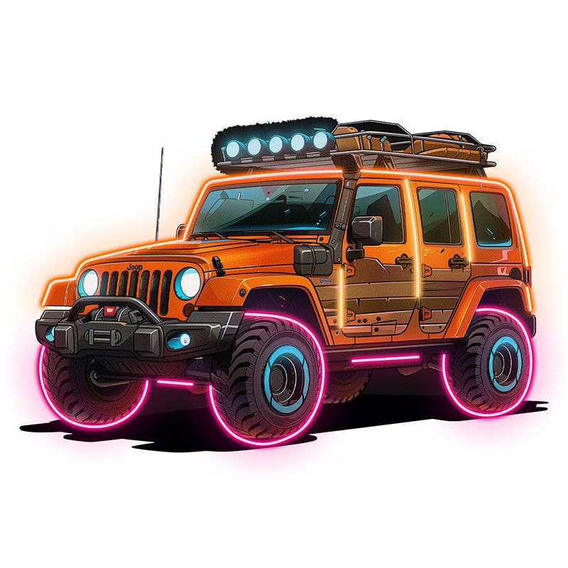 Orange Jeep Neon signs Lights | Creative LED Decorative Lights | Unique Car Ambient Lights | For Home, Party and Car Decoration