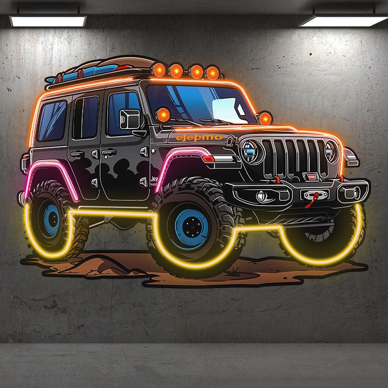 Black Jeep Neon signs Lights | Creative LED Decorative Lights | Unique Car Ambient Lights | For Home, Party and Car Decoration