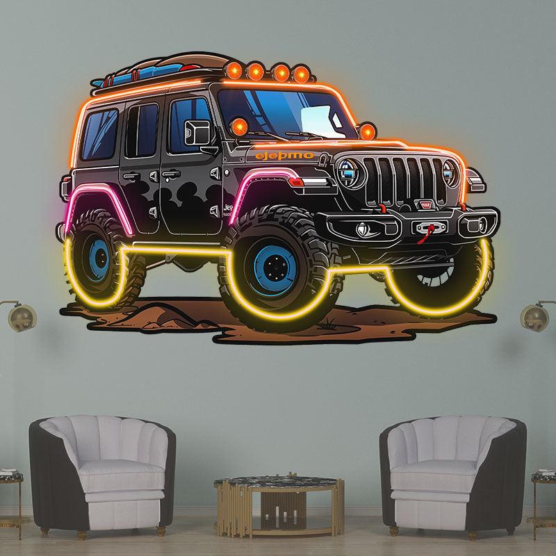 Black Jeep Neon signs Lights | Creative LED Decorative Lights | Unique Car Ambient Lights | For Home, Party and Car Decoration