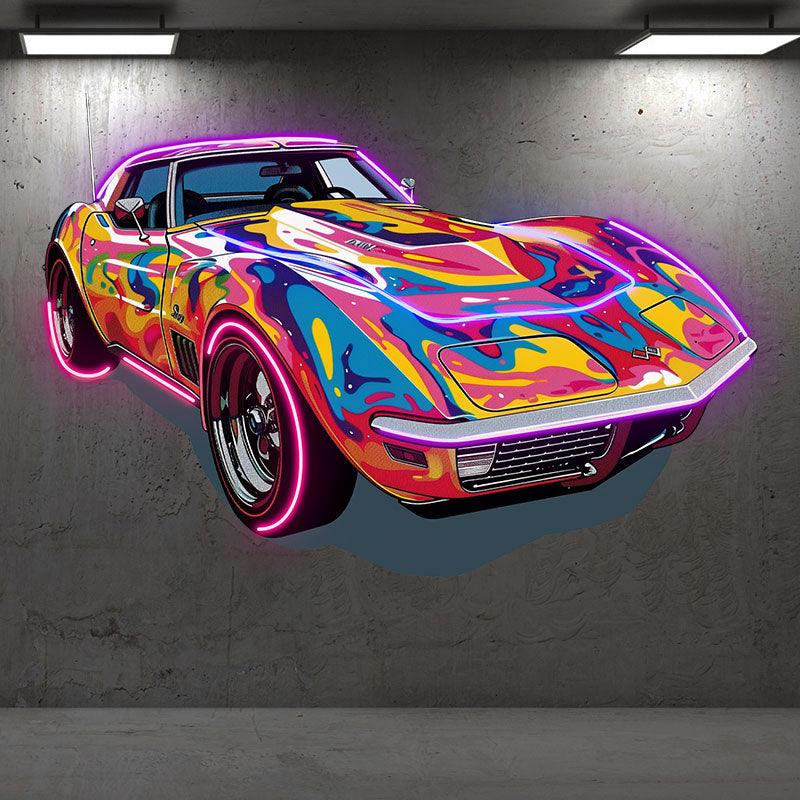 Cool Colorful Airbrush Coupe Supercar | Modern Art Style | Trend Setting Car Decoration | Perfect for Home, Office and Garage neon signs