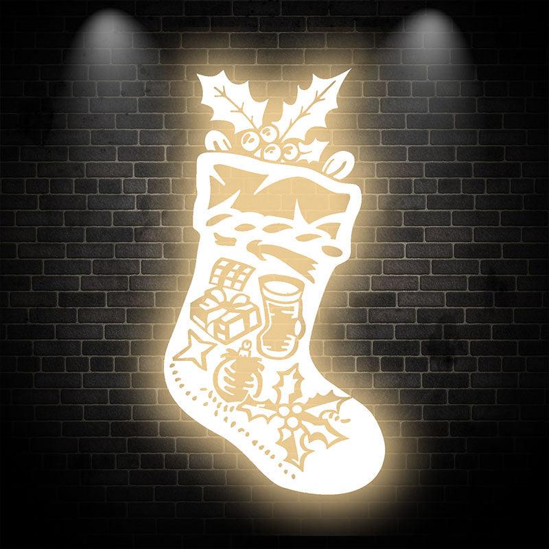 Golden LED Christmas Stockings | Creative holiday decorations, perfect for decorating your home  neon signs